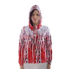 Red, Black And White Pattern Hooded Wind Breaker (women) by Valentinaart