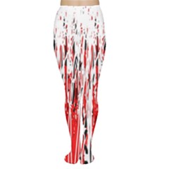 Red, Black And White Pattern Women s Tights by Valentinaart