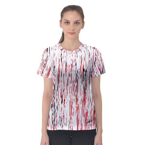 Red, Black And White Pattern Women s Sport Mesh Tee by Valentinaart