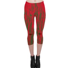Red And Green Pattern Capri Leggings  by Valentinaart