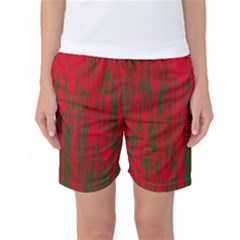 Red And Green Pattern Women s Basketball Shorts by Valentinaart