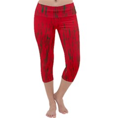 Decorative Red Pattern Capri Yoga Leggings by Valentinaart