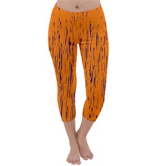 Orange Pattern Capri Winter Leggings  by Valentinaart