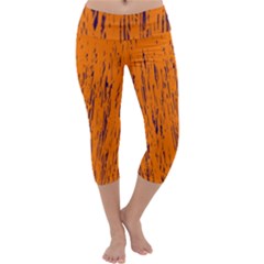 Orange Pattern Capri Yoga Leggings by Valentinaart