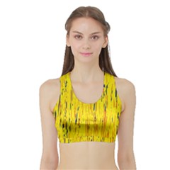 Yellow Pattern Sports Bra With Border by Valentinaart