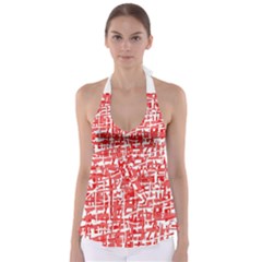 Red Decorative Pattern Babydoll Tankini Top by Valentinaart
