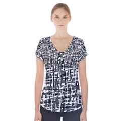 Gray Pattern Short Sleeve Front Detail Top by Valentinaart