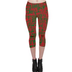 Green And Red Pattern Capri Leggings  by Valentinaart