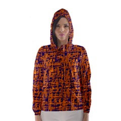 Blue And Orange Decorative Pattern Hooded Wind Breaker (women) by Valentinaart