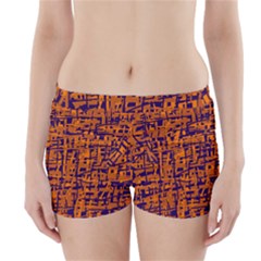 Blue And Orange Decorative Pattern Boyleg Bikini Wrap Bottoms by Valentinaart