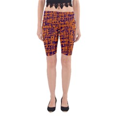 Blue And Orange Decorative Pattern Yoga Cropped Leggings by Valentinaart