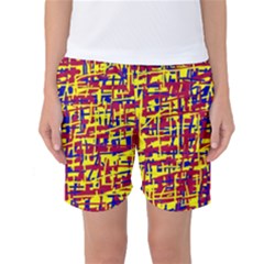 Red, Yellow And Blue Pattern Women s Basketball Shorts by Valentinaart