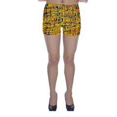 Yellow, Orange And Blue Pattern Skinny Shorts by Valentinaart