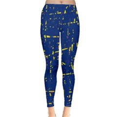 Deep Blue And Yellow Pattern Leggings  by Valentinaart