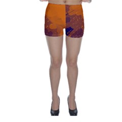 Orange And Blue Artistic Pattern Skinny Shorts by Valentinaart