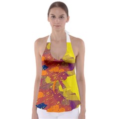 Colorful Abstract Pattern Babydoll Tankini Top by Valentinaart