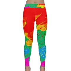 Colorful Abstract Design Yoga Leggings  by Valentinaart