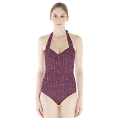 Purple Pattern Halter Swimsuit by Valentinaart