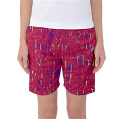 Red And Blue Pattern Women s Basketball Shorts by Valentinaart