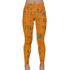 Orange Pattern Yoga Leggings  by Valentinaart