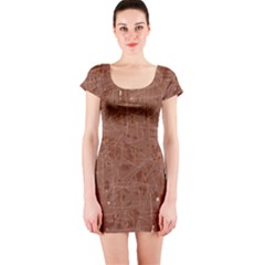 Brown Pattern Short Sleeve Bodycon Dress