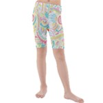 Hippie Flowers Pattern, Pink Blue Green, Zz0101 Kid s Mid Length Swim Shorts