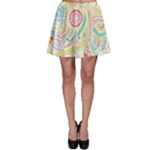 Hippie Flowers Pattern, Pink Blue Green, Zz0101 Skater Skirt