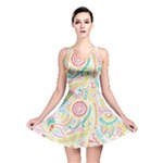 Hippie Flowers Pattern, Pink Blue Green, Zz0101 Reversible Skater Dress