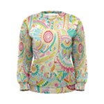 Hippie Flowers Pattern, Pink Blue Green, Zz0101 Women s Sweatshirt