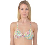 Hippie Flowers Pattern, Pink Blue Green, Zz0101 Reversible Tri Bikini Top