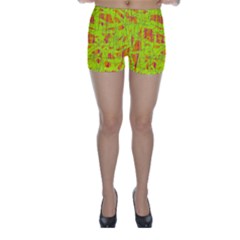 Yellow And Orange Pattern Skinny Shorts by Valentinaart