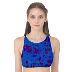 Deep Blue Pattern Tank Bikini Top by Valentinaart