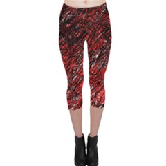 Red And Black Pattern Capri Leggings  by Valentinaart