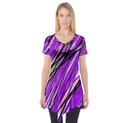 Purple Pattern Short Sleeve Tunic  by Valentinaart