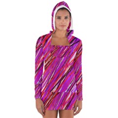 Purple Pattern Women s Long Sleeve Hooded T-shirt by Valentinaart