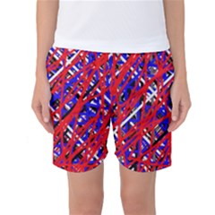 Red And Blue Pattern Women s Basketball Shorts by Valentinaart