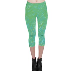 Green Pattern Capri Leggings  by Valentinaart