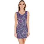 Purple Hippie Flowers Pattern, zz0102, Sleeveless Bodycon Dress