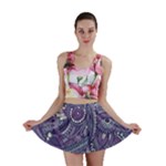 Purple Hippie Flowers Pattern, zz0102, Mini Skirt