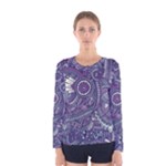 Purple Hippie Flowers Pattern, zz0102, Women s Long Sleeve Tee