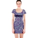 Purple Hippie Flowers Pattern, zz0102, Short Sleeve Bodycon Dress