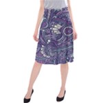 Purple Hippie Flowers Pattern, zz0102, Midi Beach Skirt