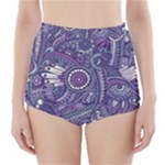 Purple Hippie Flowers Pattern, zz0102, High-Waisted Bikini Bottoms