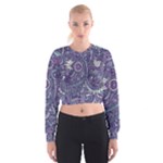 Purple Hippie Flowers Pattern, zz0102, Women s Cropped Sweatshirt