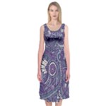 Purple Hippie Flowers Pattern, zz0102, Midi Sleeveless Dress
