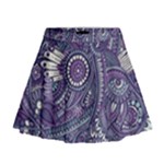 Purple Hippie Flowers Pattern, zz0102, Mini Flare Skirt