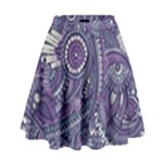 Purple Hippie Flowers Pattern, zz0102, High Waist Skirt