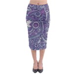 Purple Hippie Flowers Pattern, zz0102, Midi Pencil Skirt