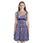 Purple Hippie Flowers Pattern, zz0102, Split Back Mini Dress 