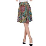 Colorful Hippie Flowers Pattern, zz0103 A-Line Skirt